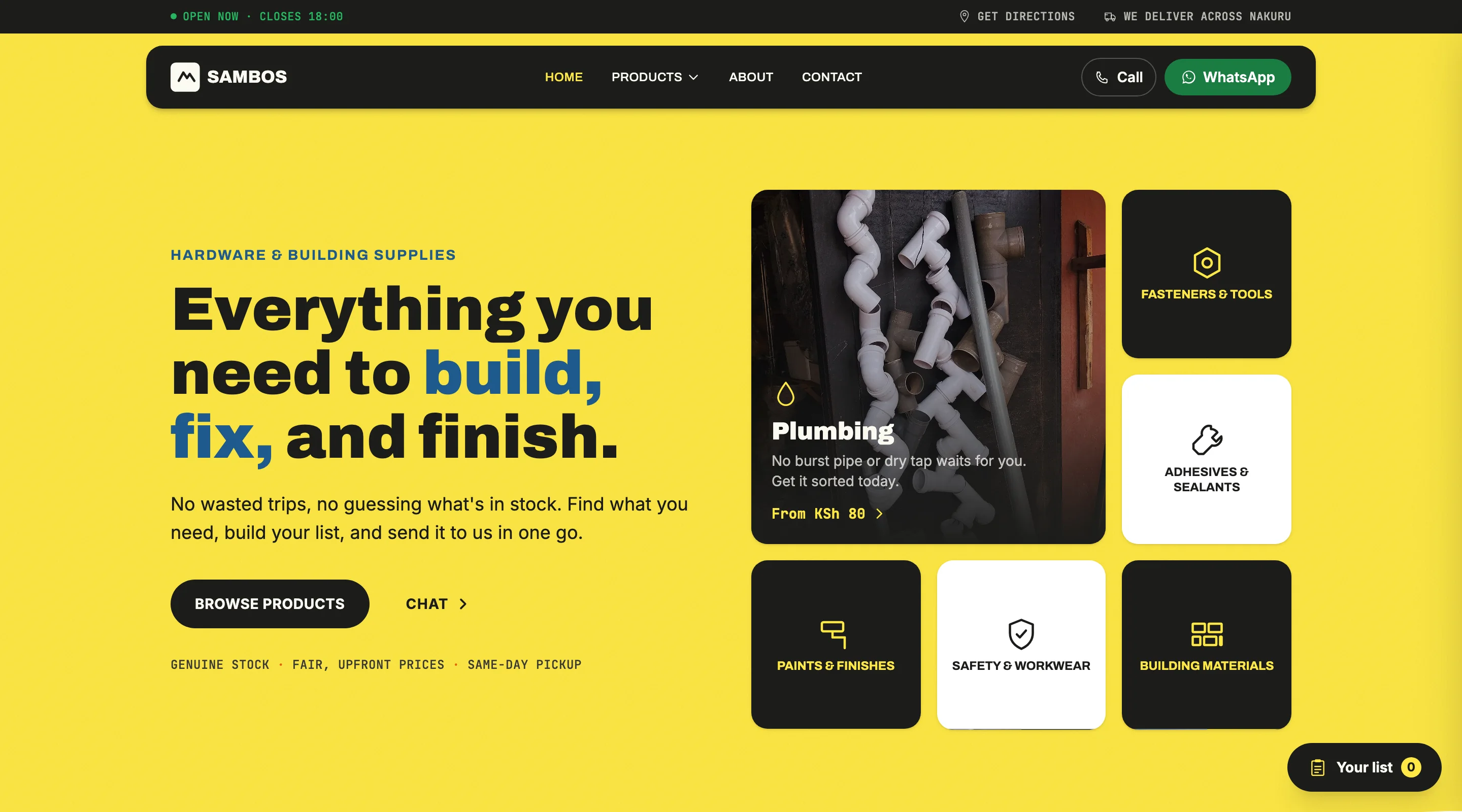 Sambos Hardware — Hardware Store Website — screenshot